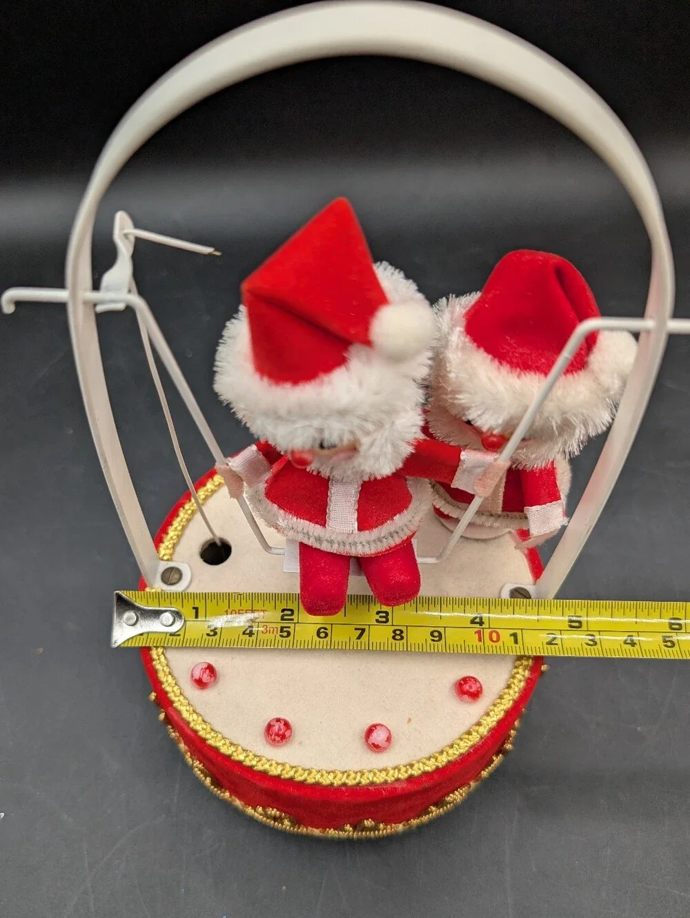 Vintage 1970s Swinging Santa Elf Musical Box, B Altman & Co Christmas Decor EUC